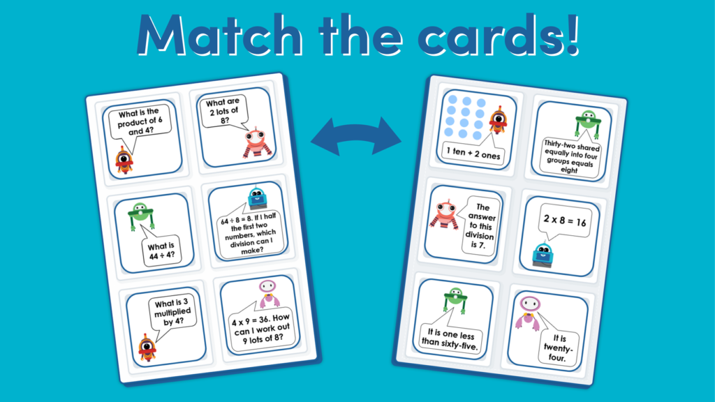 Year 3 4 and 8 Times Table Matching Game