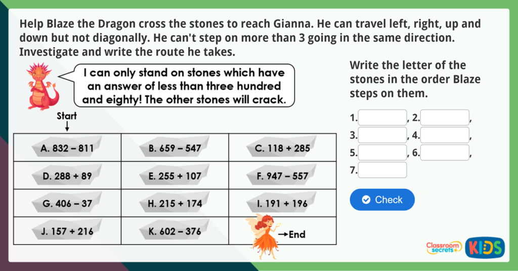 Year 3 Add and Subtract 3-Digit Numbers Maths Challenge