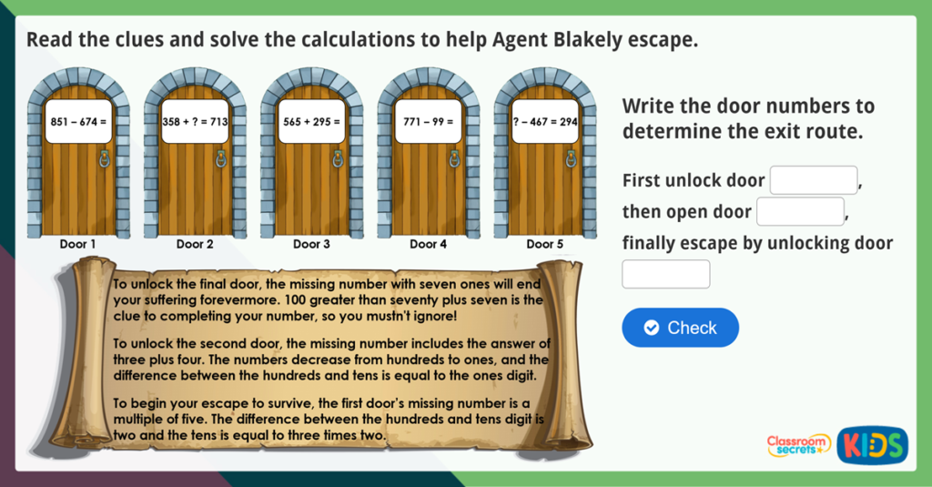Year 3 Solve Number Problems Maths Challenge
