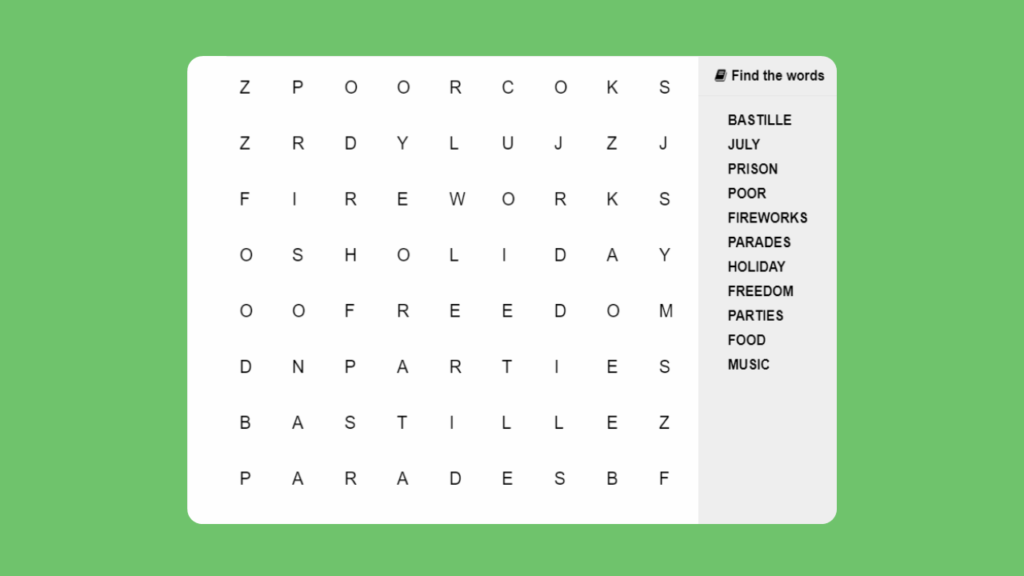 KS2 Bastille Day Word Search