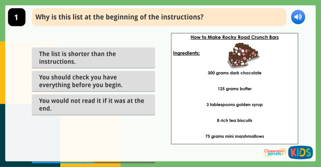 Year 1 Ordering Events Reading Activities