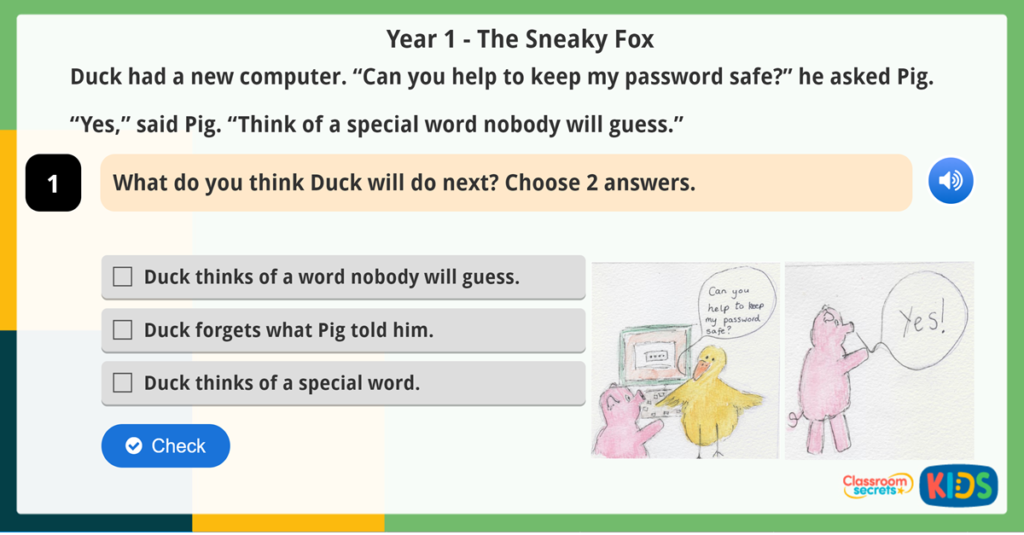 Year 1 Prediction Reading Comprehension