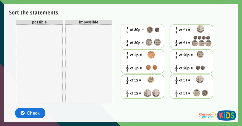 Year 2 Equivalent Fractions Maths Activities