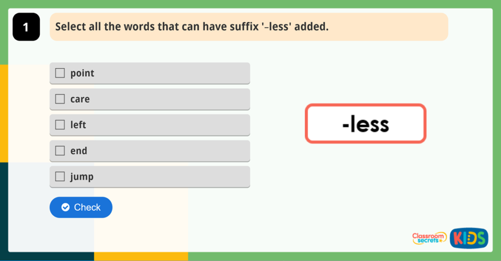 Year 2 Suffixes Activities