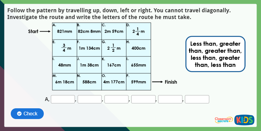 Compare Lengths Maths Activity
