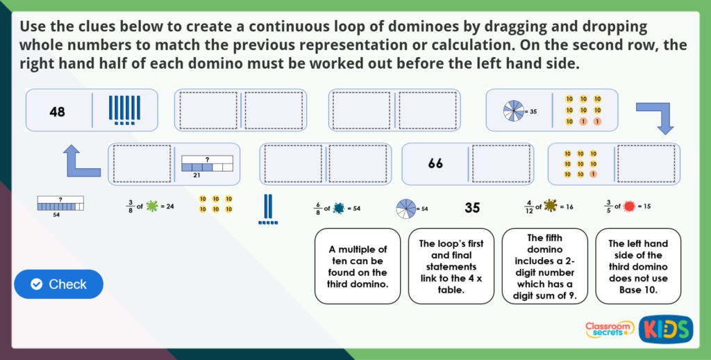 Year 4 Calculate Fractions of a Quantity Maths Challenge