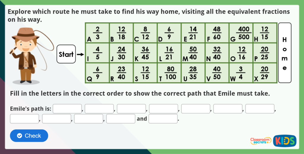 Year 4 Equivalent Fractions Maths Challenge