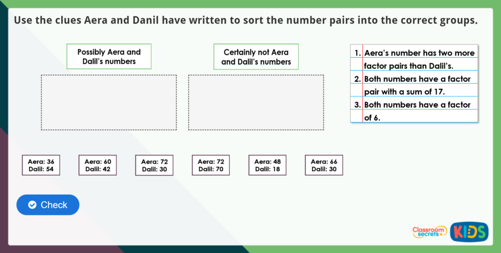 Year 4 Factor Pairs Maths Challenge