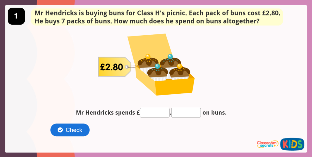 Year 4 Measure and Money Problems Game