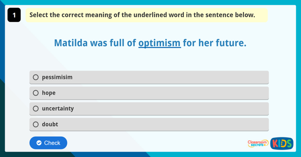 Year 4 Week 4 Vocabulary Challenge Activity