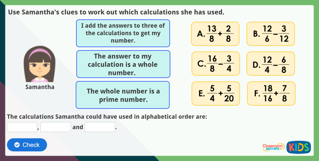 Year 5 Add and Subtract Fractions