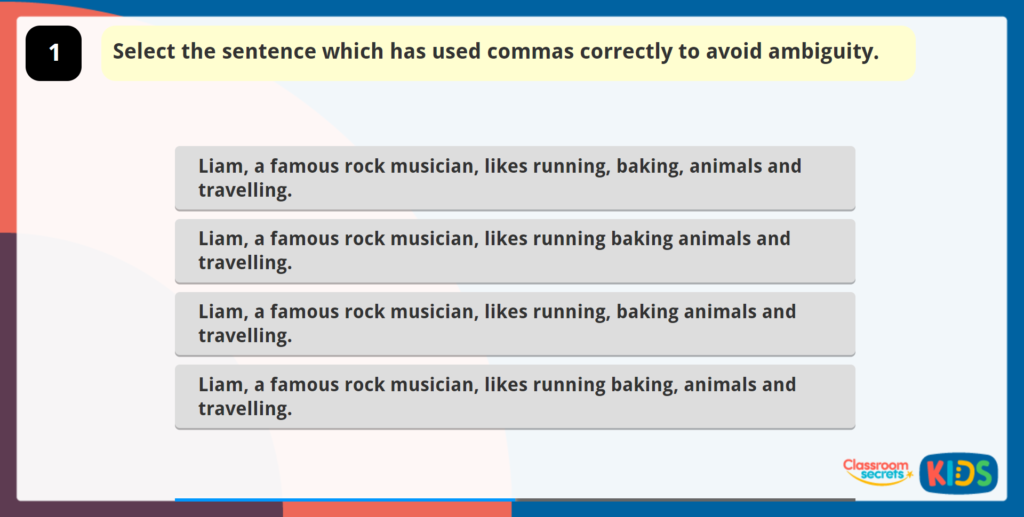 Year 5 Using Commas to Avoid Ambiguity
