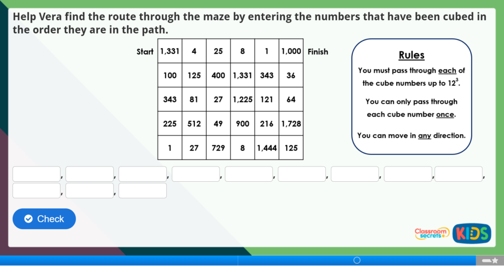 Year 5 Cube Numbers Maths Challenge