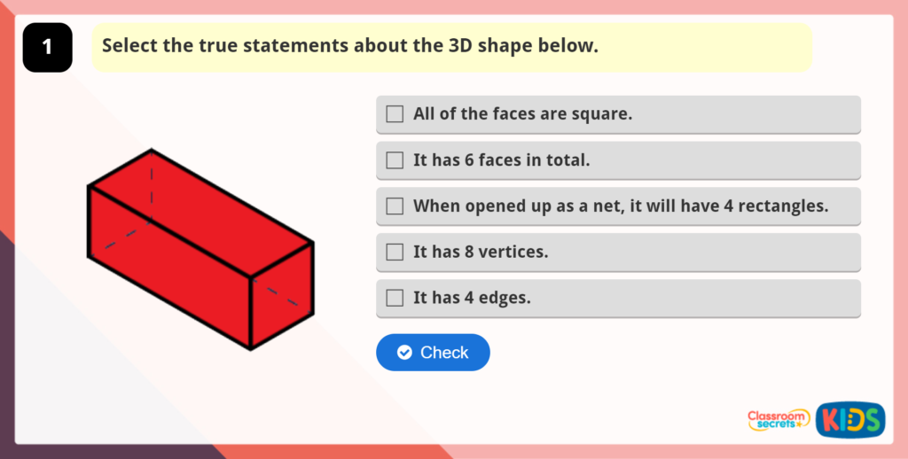 Year 5 Reasoning about 3D Shapes Game