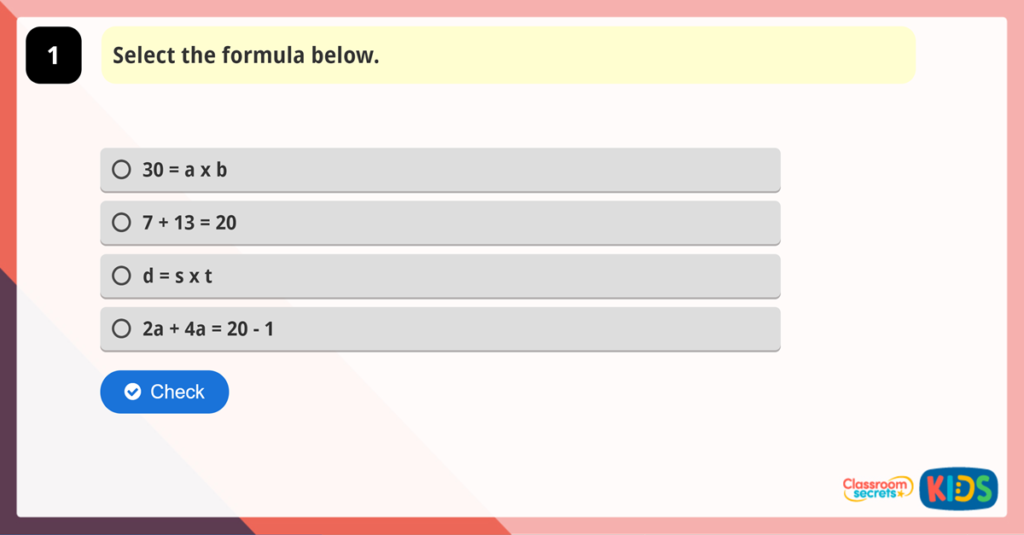 Year 6 Using Formulae Game