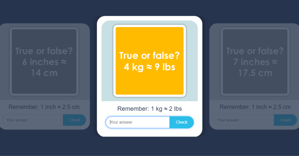 Year 5 Imperial Units Flash Card Game