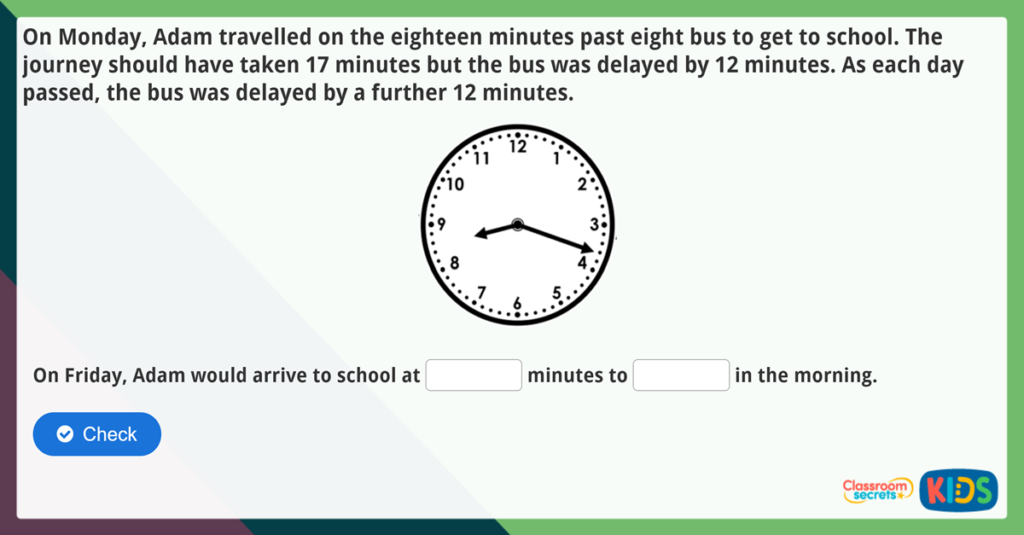 Year 3 Telling the Time Maths Challenge