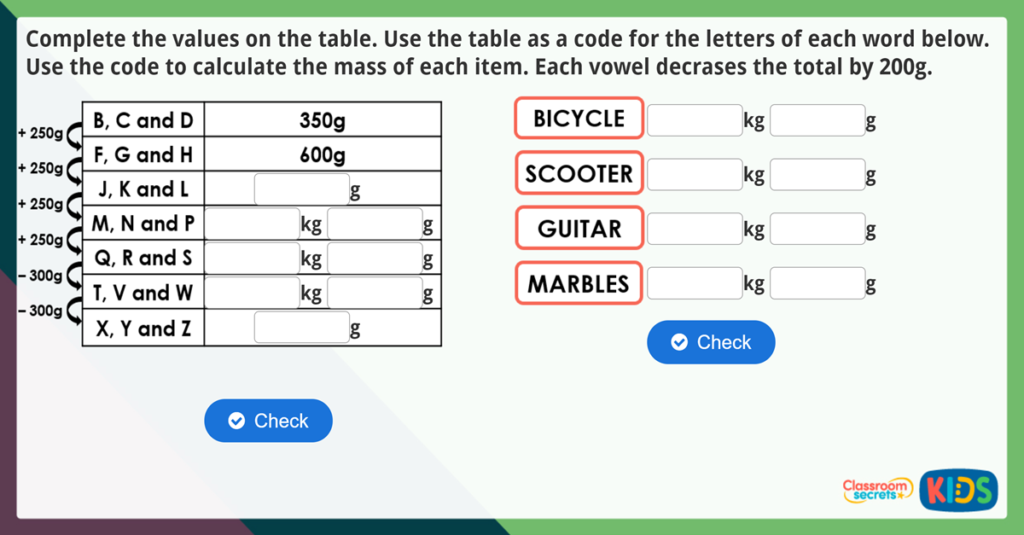 Year 3 Add and Subtract Mass