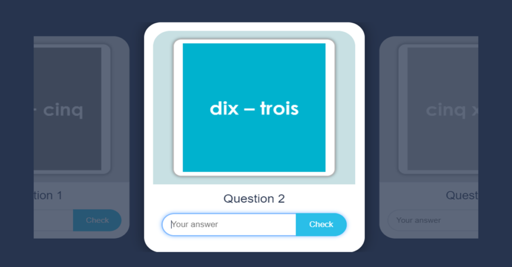 Y6 French Sums Flash cards and game