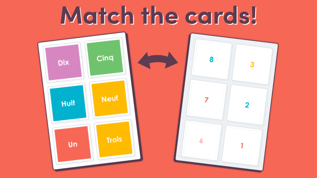 Matching Game Numbers to 10 in French