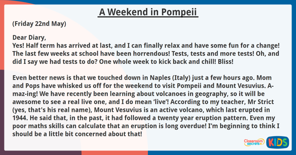 Year 6 Summarising Diary Entries Reading Comprehension