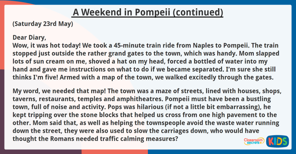 Year 6 Summarising Diary Entries Reading Comprehension 2