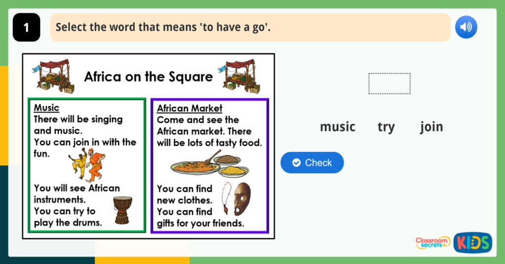 Year 1 Understand Vocabulary Reading Comprehension