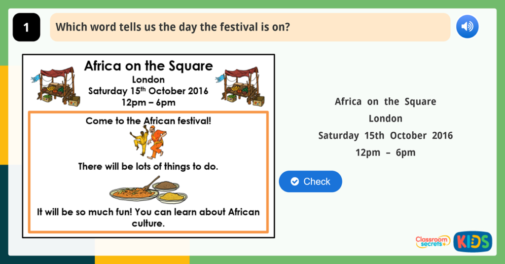 Year 1 Word Meanings Reading Comprehension