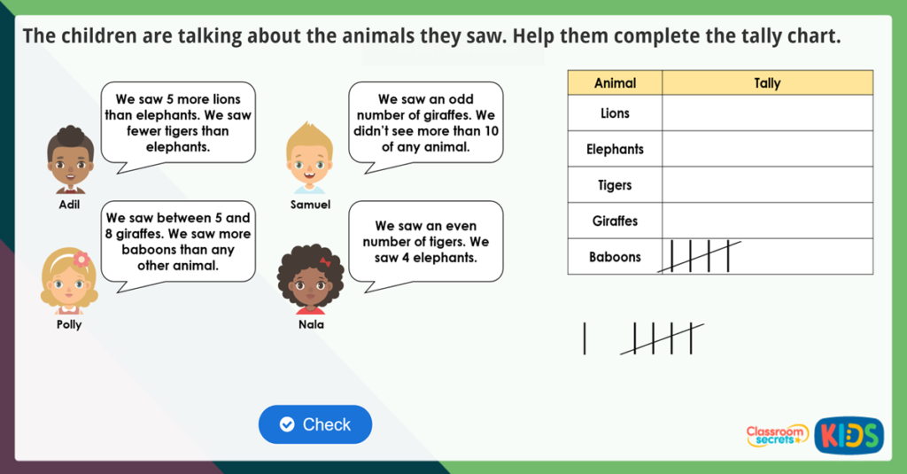 Year 2 Create Tally Charts Activities