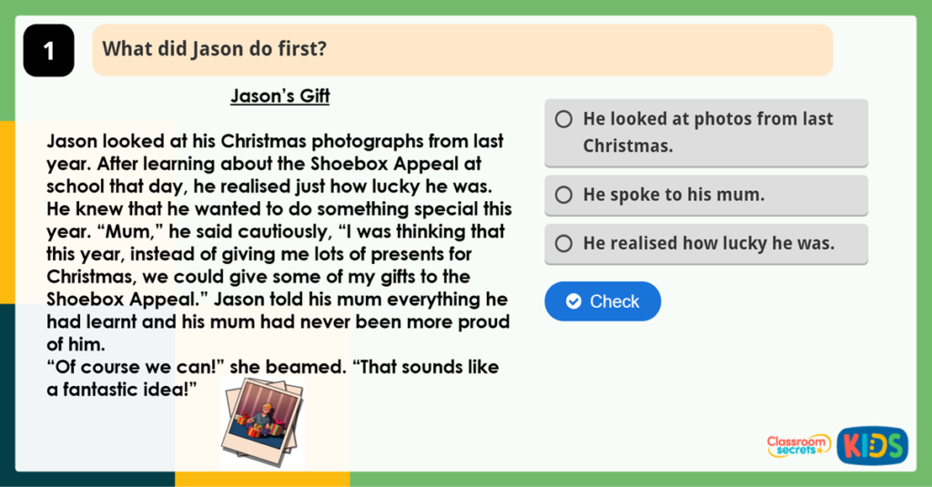 Year 2 Reading Comprehension Activity