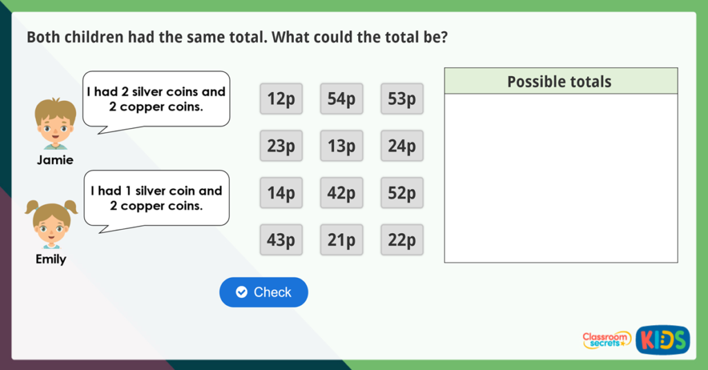 Year 2 Make the Same Amount Activities