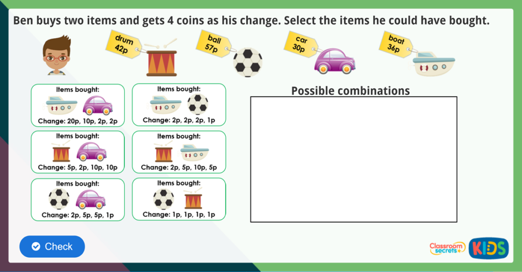 Year 2 Money Problems Activities