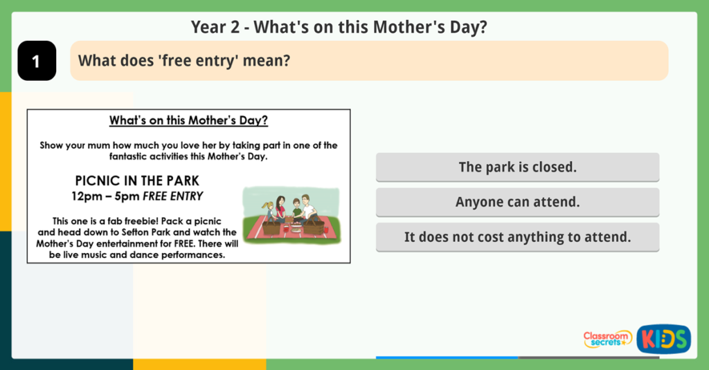 Year 2 Understand Vocabulary Reading Comprehension