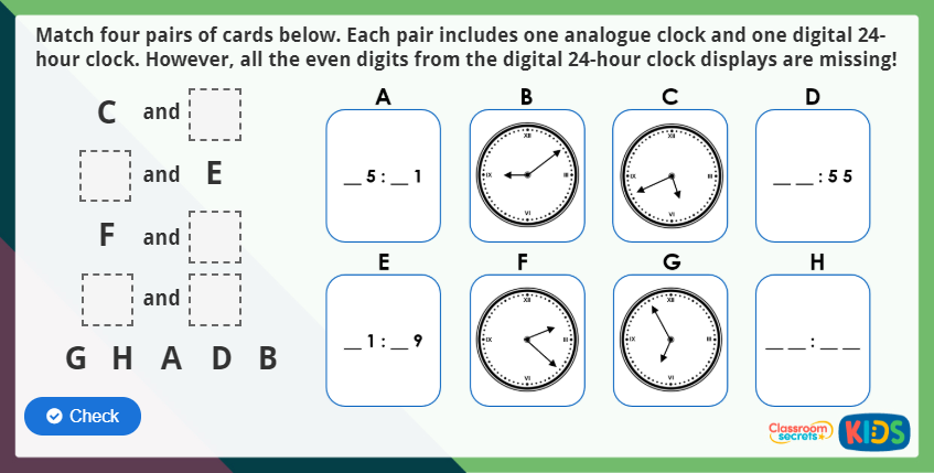 24-Hour Analogue and Digital Time Maths Activity
