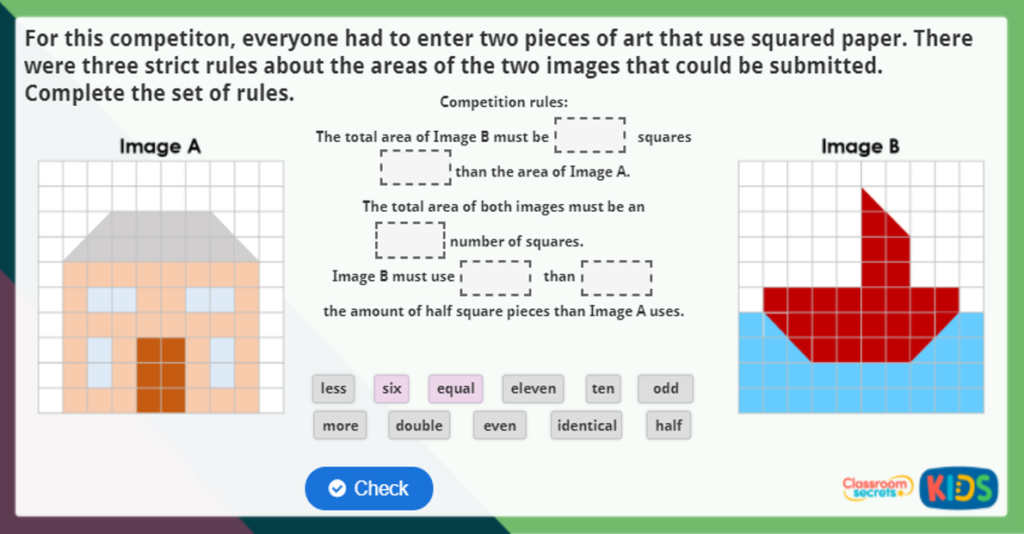 Find the Area of Shapes by Counting Squares Maths Activity