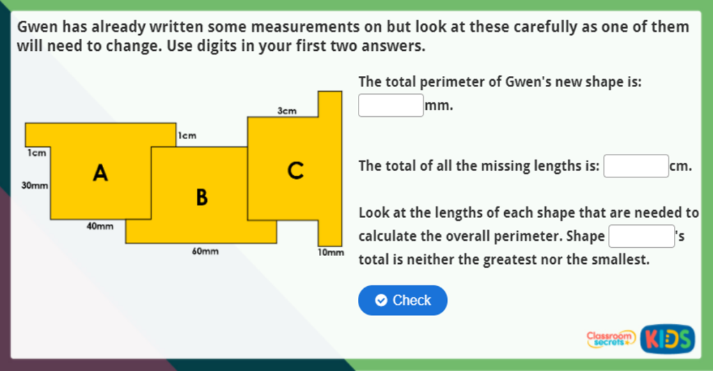 Year 4 Perimeter of Rectilinear Shapes Maths Activity