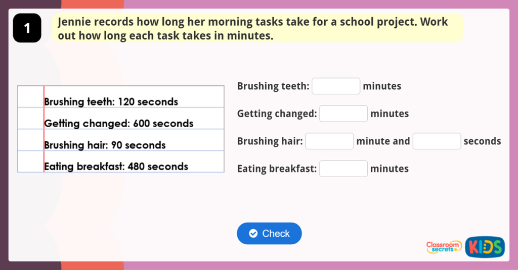 Year 4 Solving Problems and Converting Times Game