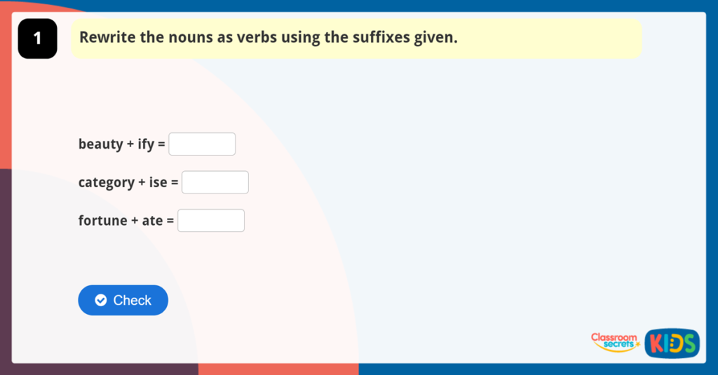 Year 5 Converting Nouns and Adjectives Game
