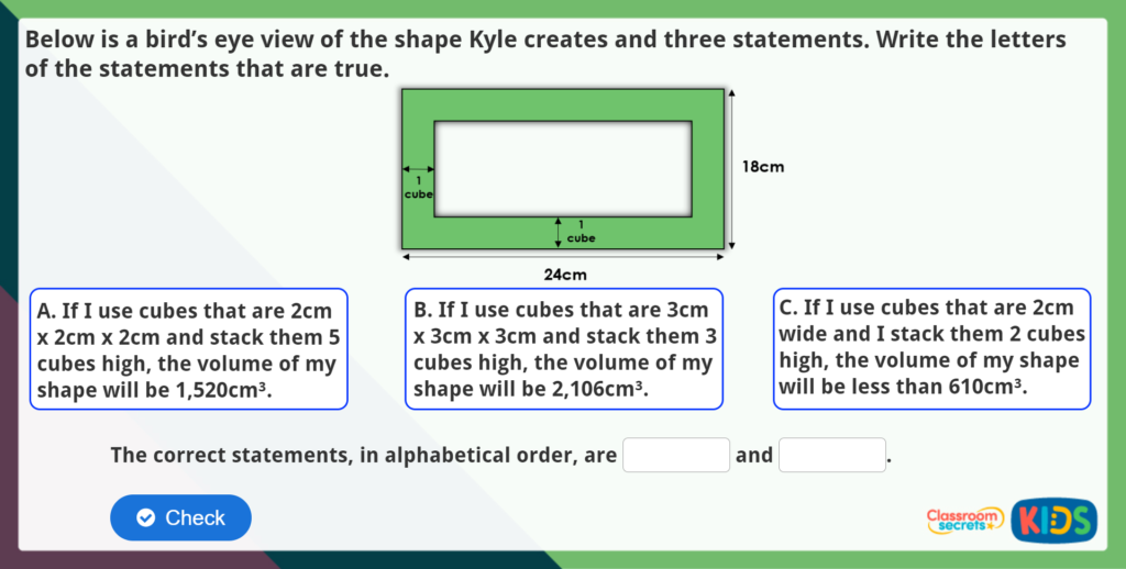 Year 5 Estimate Volume Maths Challenge