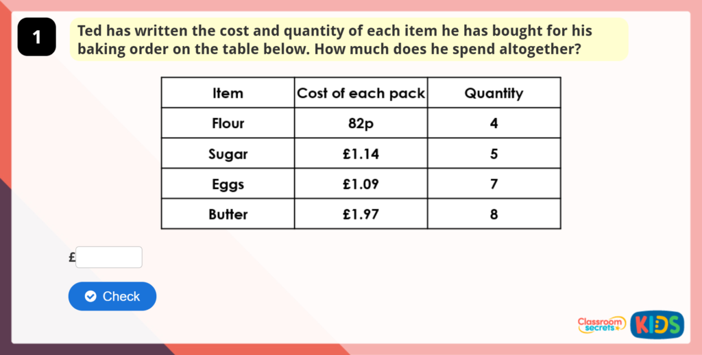 Year 5 Problems with Money