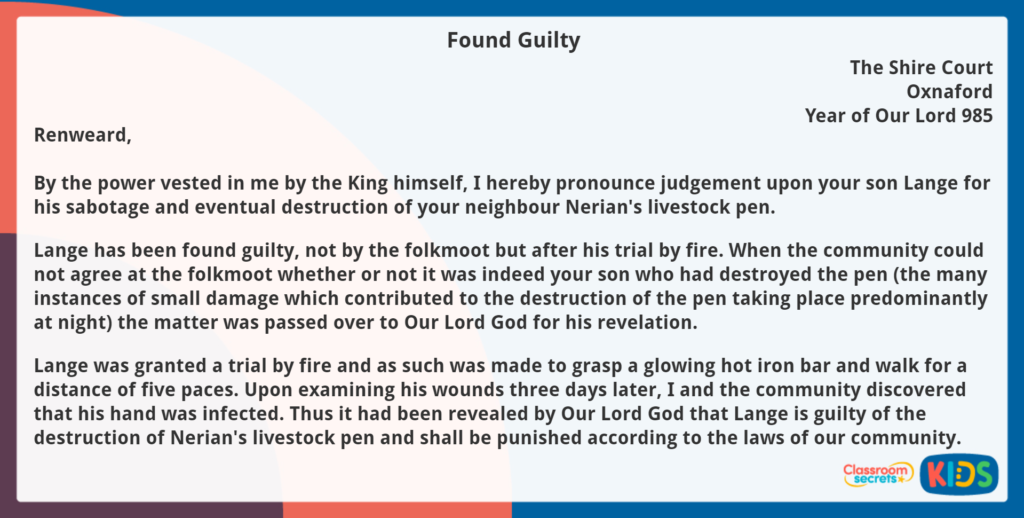 Year 5 Summarising Main Ideas from a Historical Letter Activity