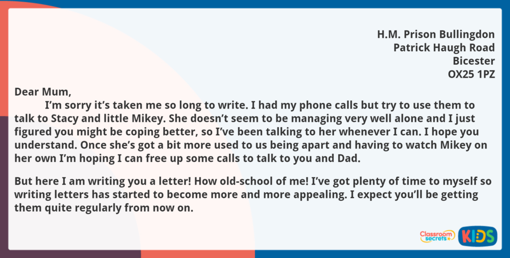 Year 5 Summarising Main Ideas from a Modern Letter Activity