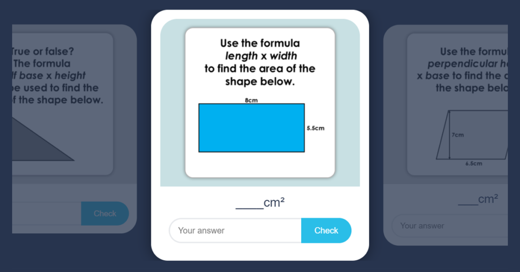 Year 6 Formulae for Area Flash Card Game
