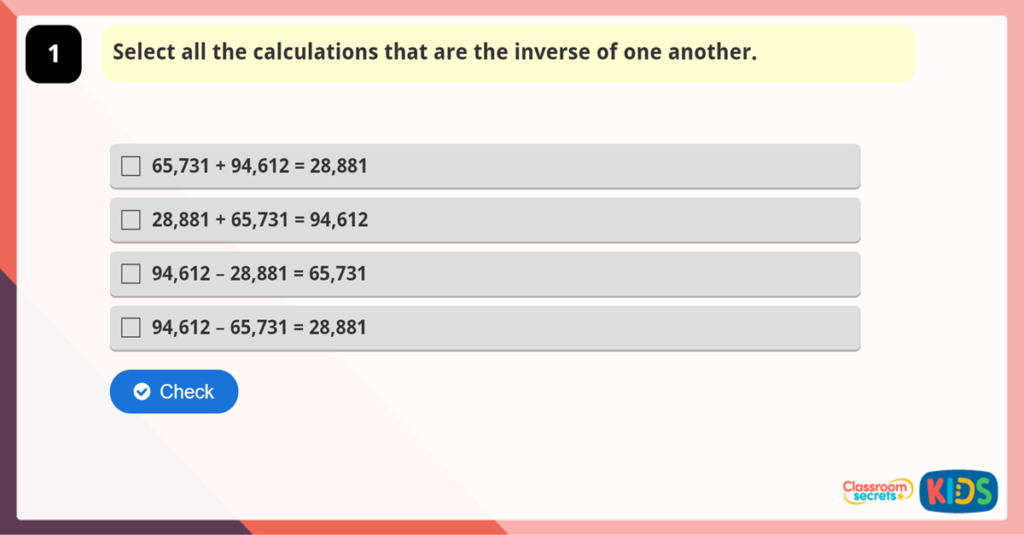 Year 5 Inverse Operations Game
