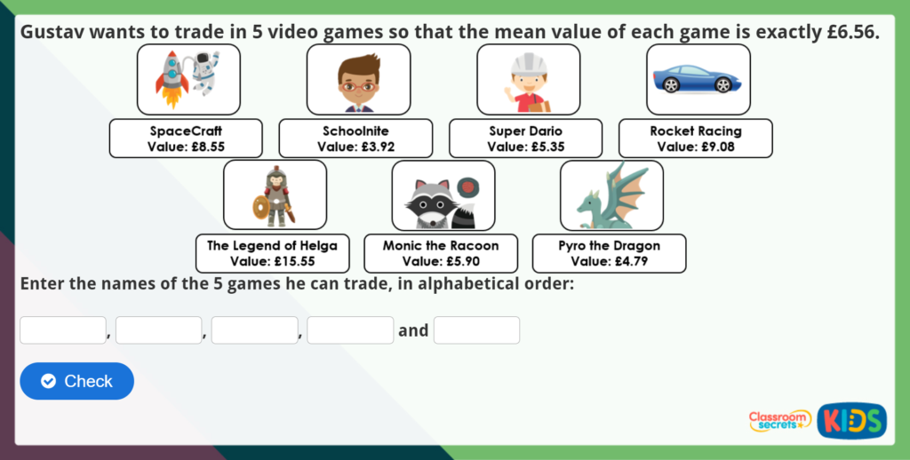 Year 6 Finding the Mean Challenge
