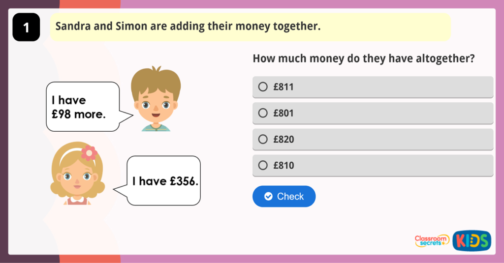 Year 3 Add Two 3-Digit Numbers 2 Game