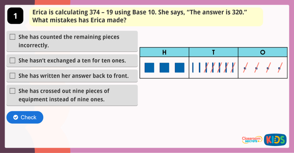 Year 3 Subtract a 2-Digit Number from a 3-Digit Number Game