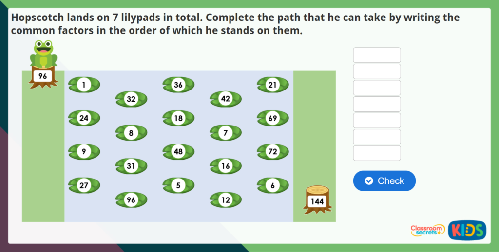 Year 5 Common Factors Maths Challenge