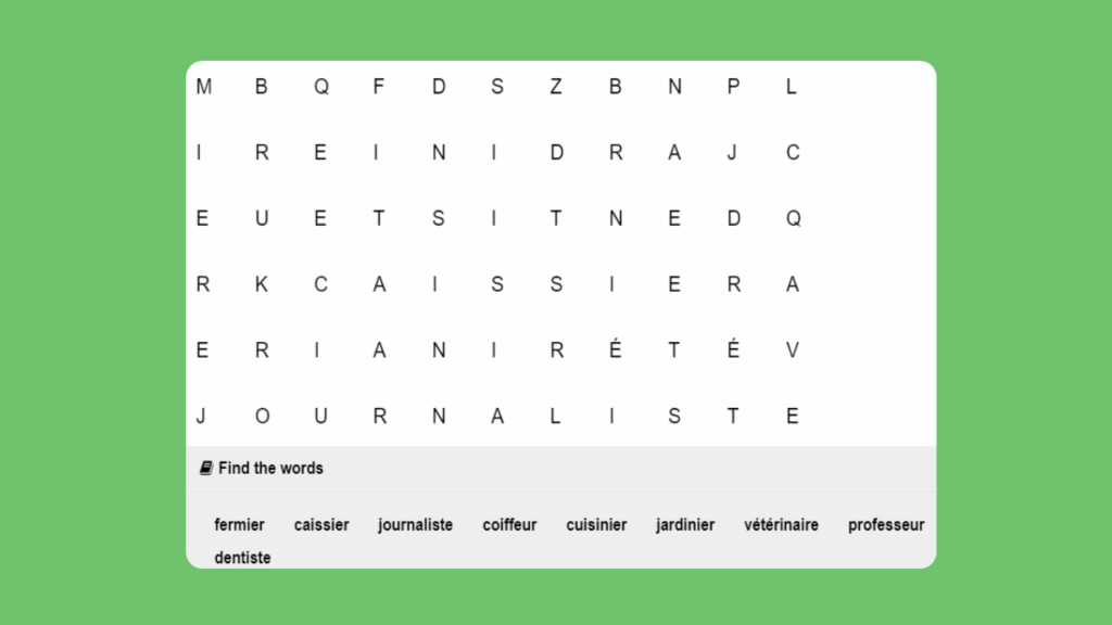 French People in the Community Word Search 2