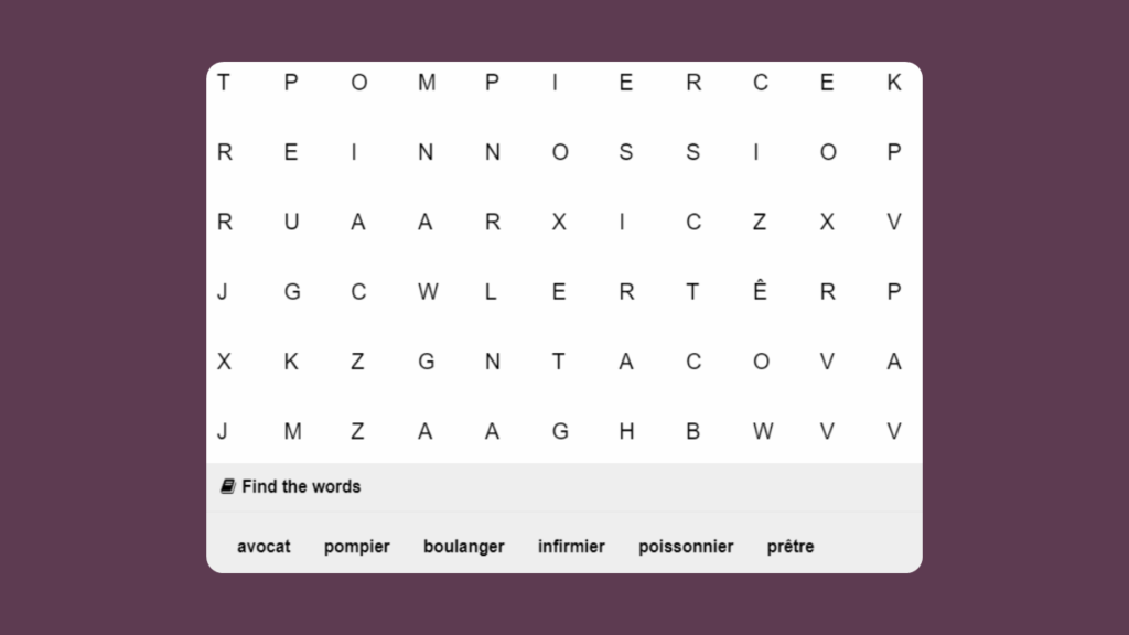 French People in the Community Word Search